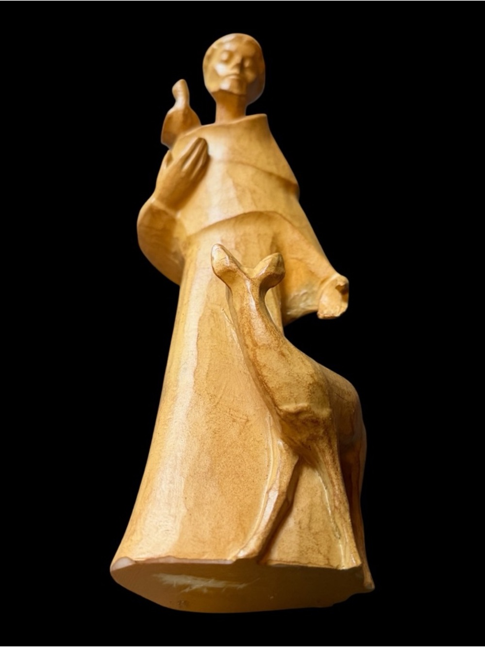 St Francis of Assisi Devotional Figurine. Looks like wood but is a carved  8.5”